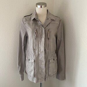 Paige Utility Jacket Cotton Blend Button Closure Khaki Color Sz S